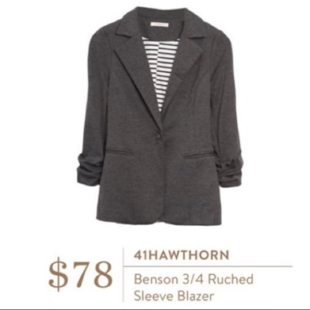 41Hawthorne Benson 3/4 Ruched Sleeve Blazer